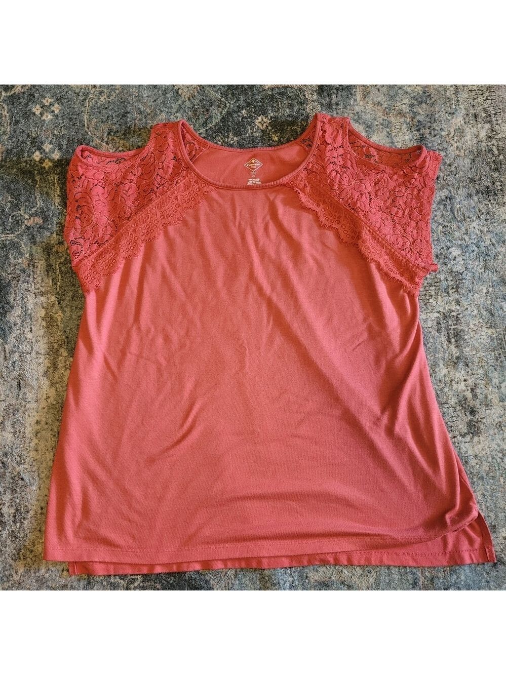 St Johns Bay Coral Lace Cold-Shoulder Camisole 1X